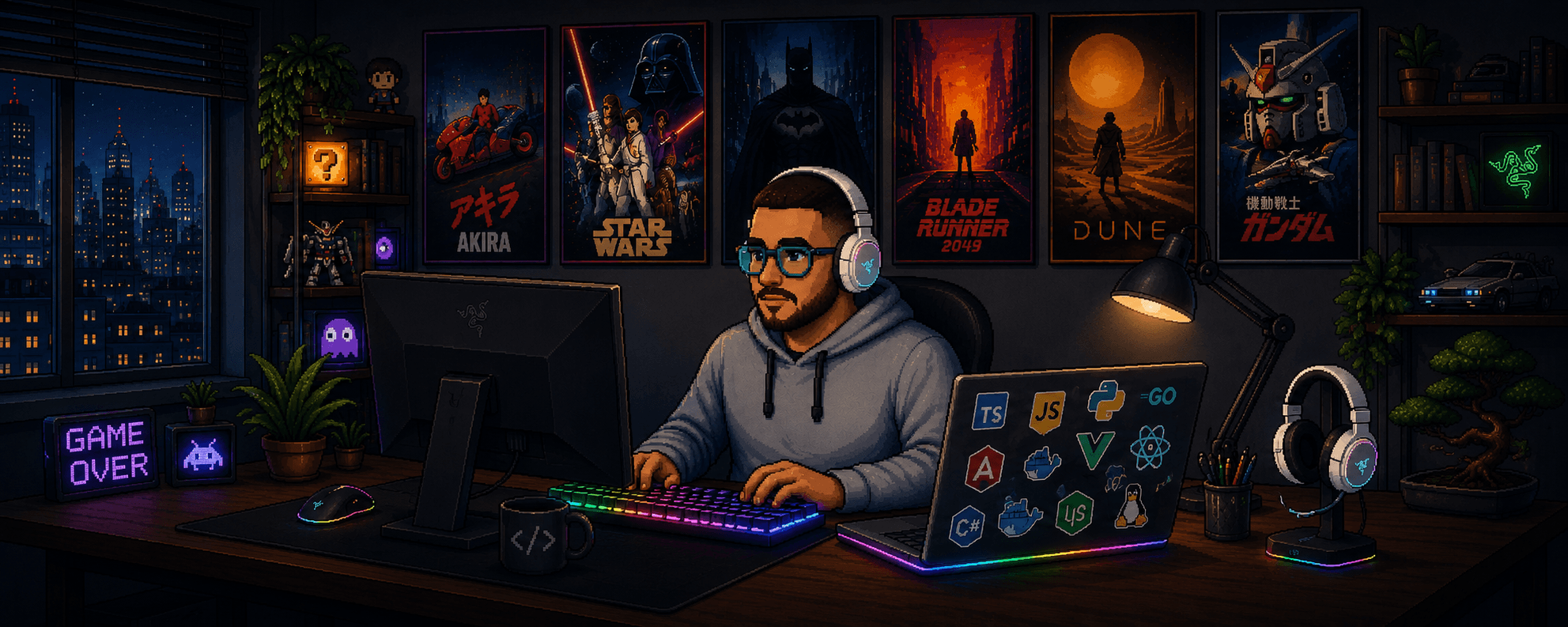 Pixel art - Daniel en su setup